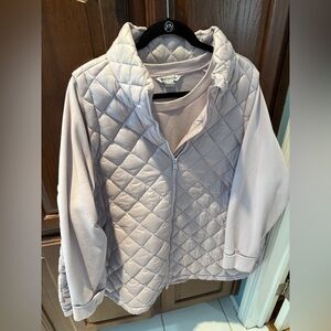 Athleta Women's matching Quilted vest and sweatshirt- Light mauve 3x